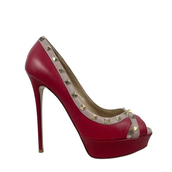 Valentino Garavani Shoes - Valentino Garavani Rockstud Two Tone Platform Pumps Peep Toe Size 41